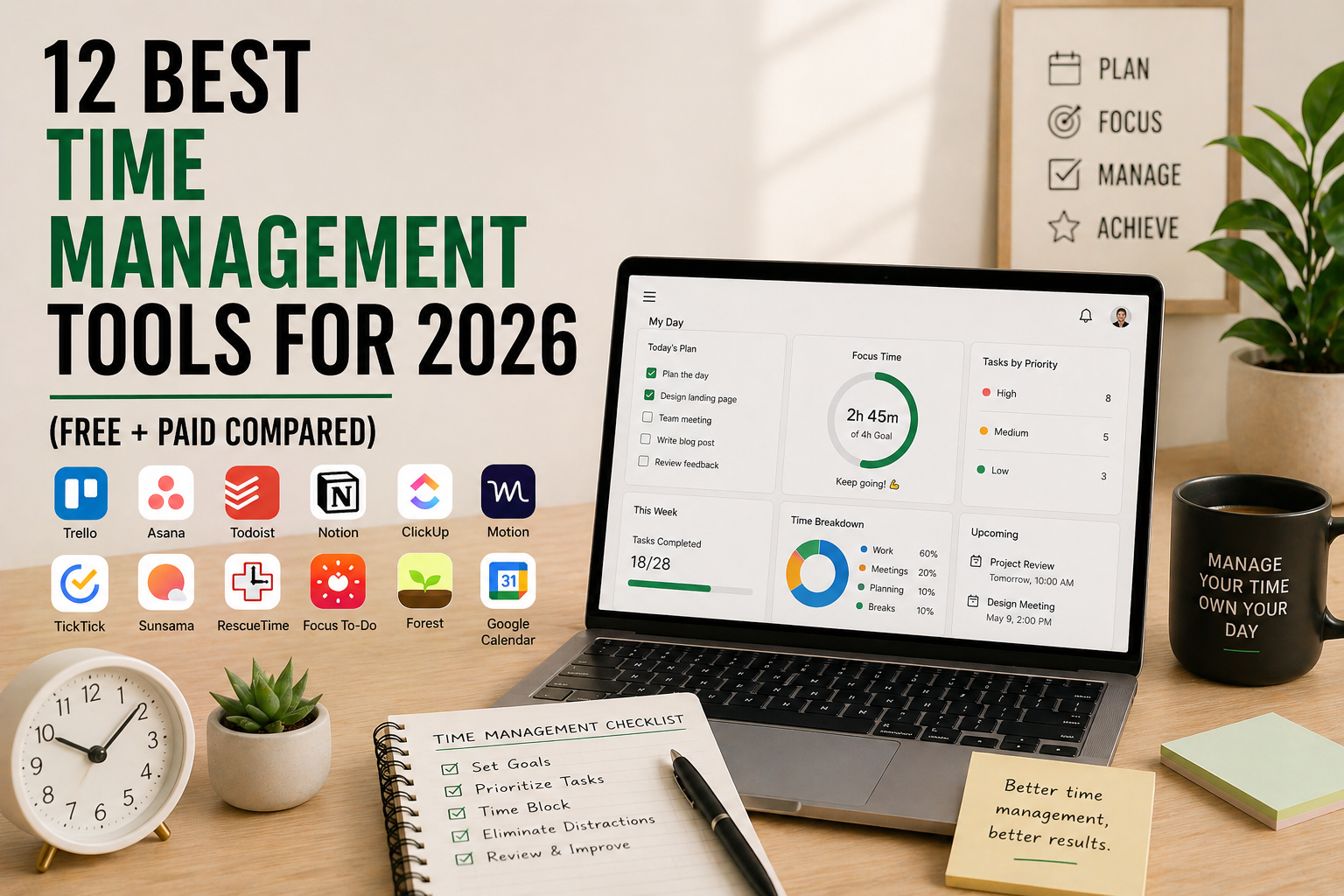 12 Best Time Management Tools for 2026 (Free + Paid Compared)